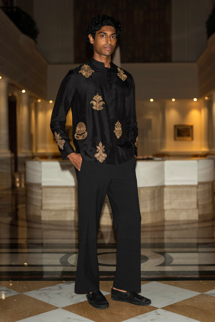 EMBROIDERED TEXTURED SHIRT & STRAIGHT CUT PANT dash and dot
