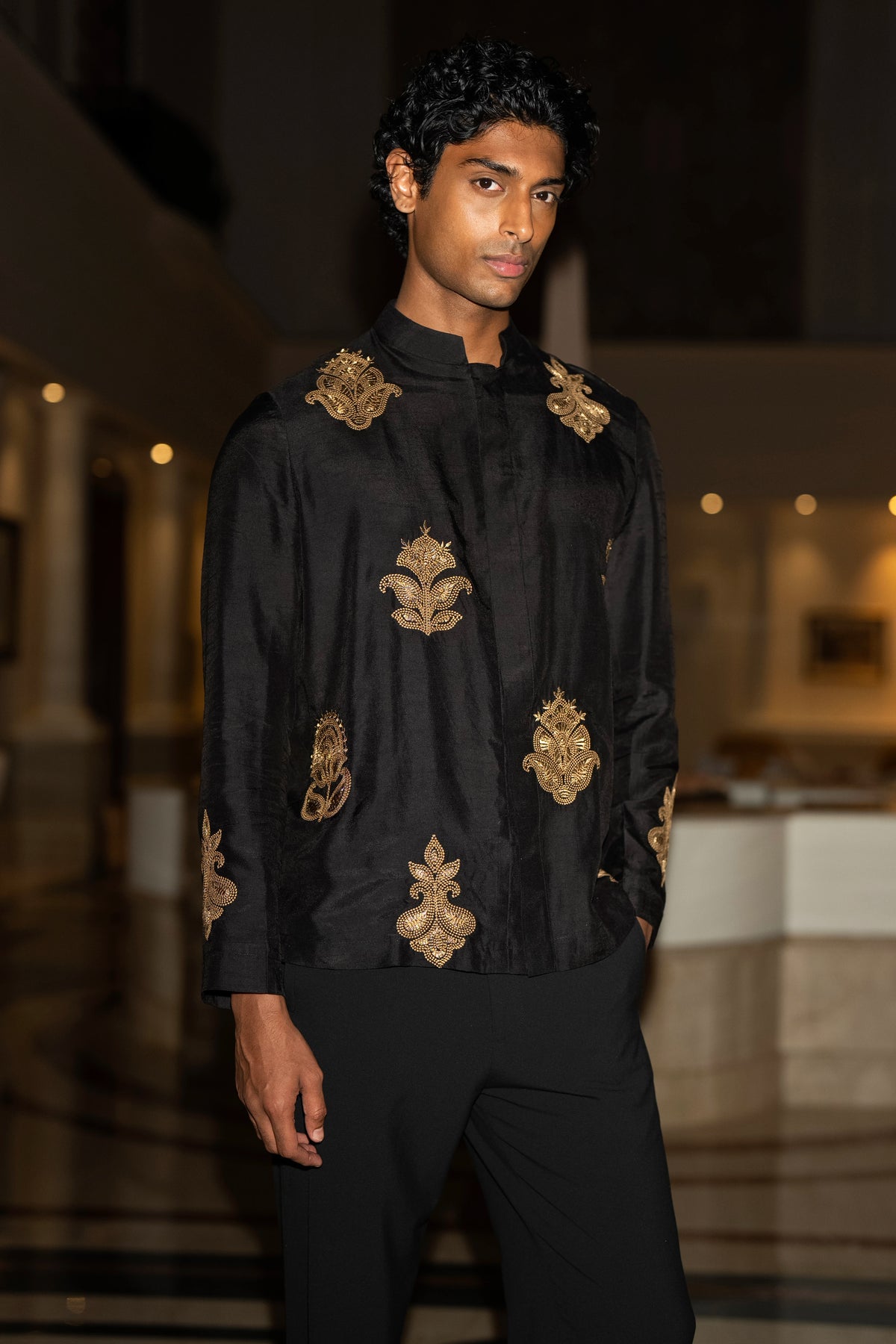 EMBROIDERED TEXTURED SHIRT & STRAIGHT CUT PANT