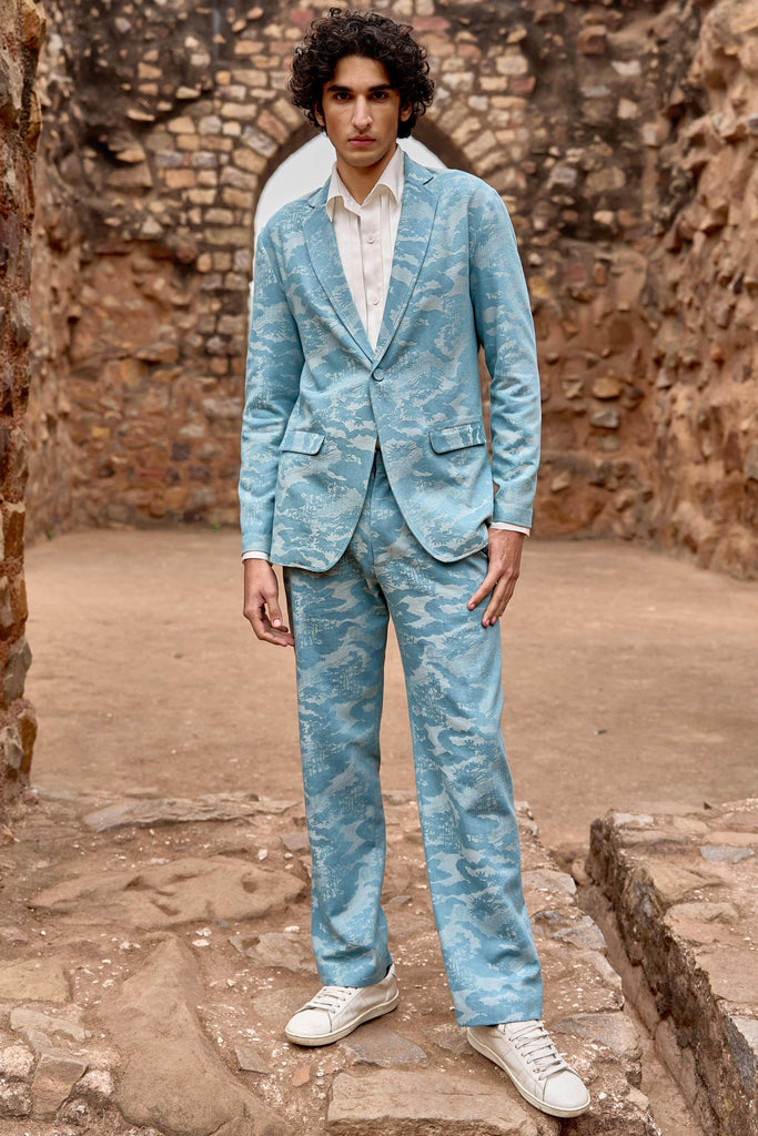 INDIGO JACQUARD BLAZER - dash and dot dash and dot