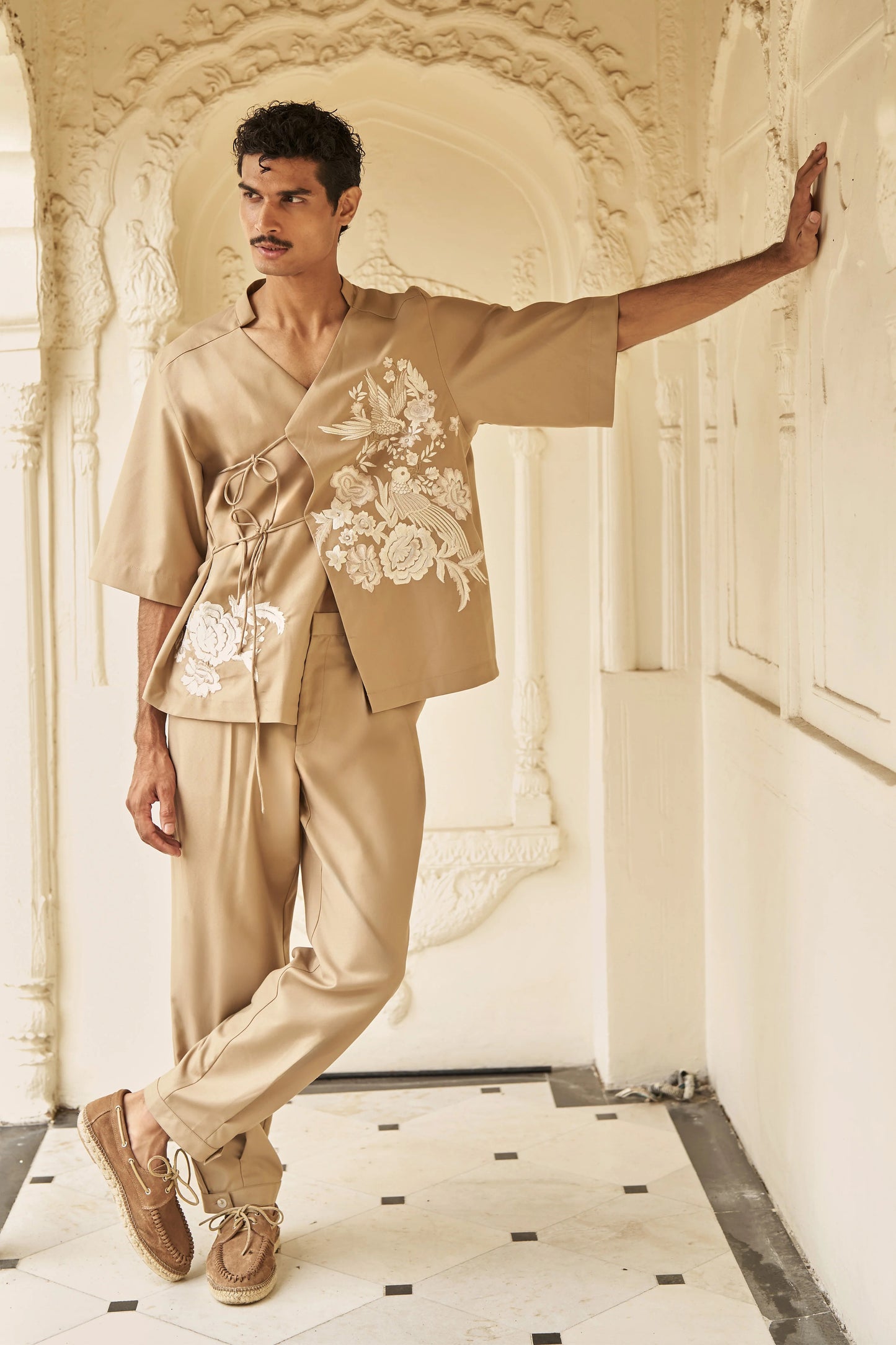 EMBROIDERED SIDE-TIE SHIRT & TAPERED PANT