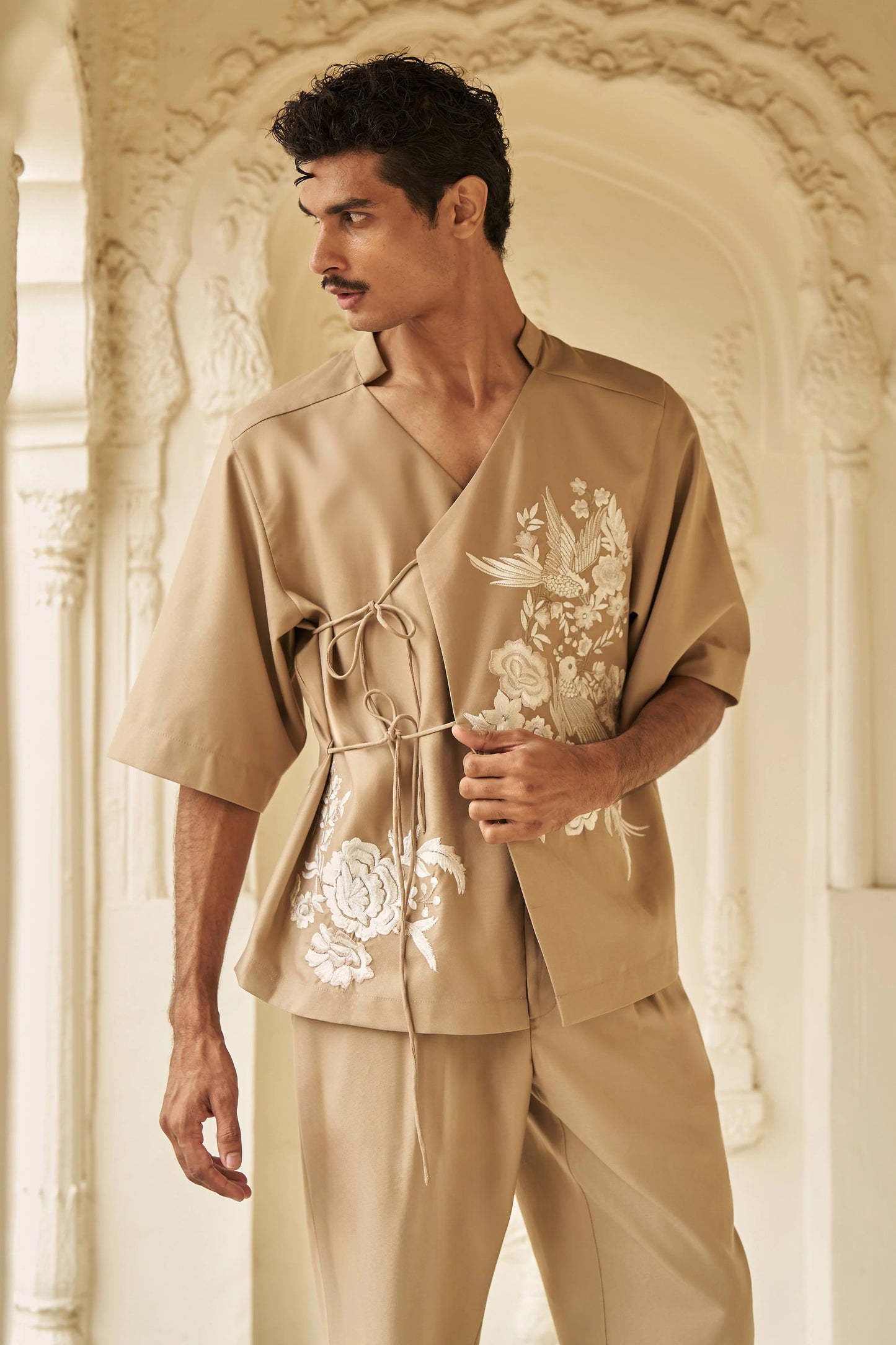 EMBROIDERED SIDE-TIE SHIRT & TAPERED PANT