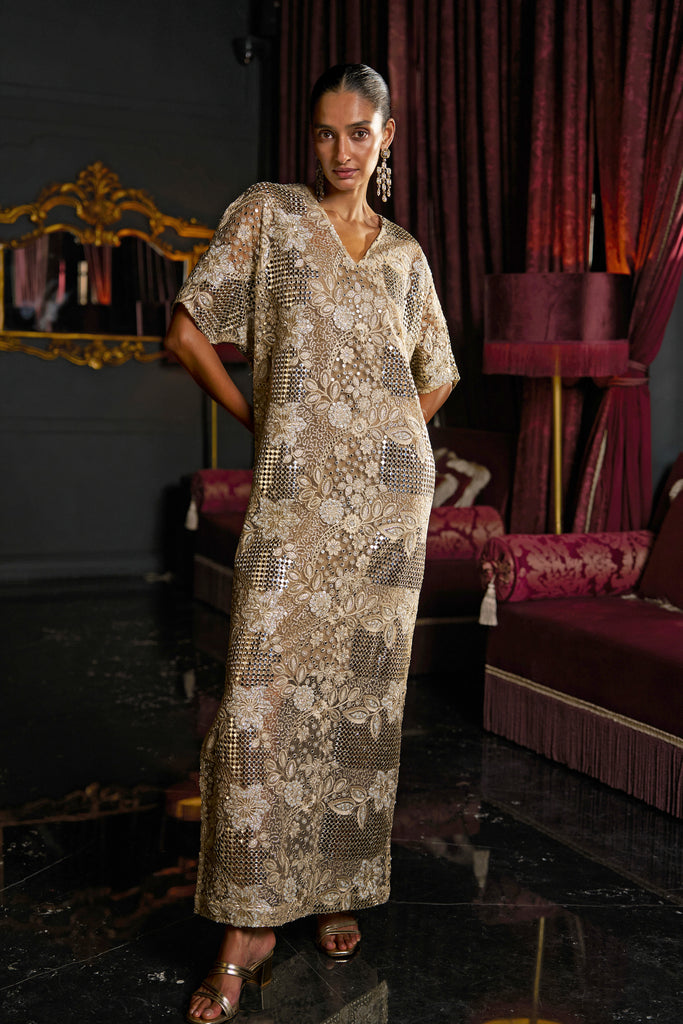 MIRROR AND BEAD EMBROIDERED KAFTAN dash and dot