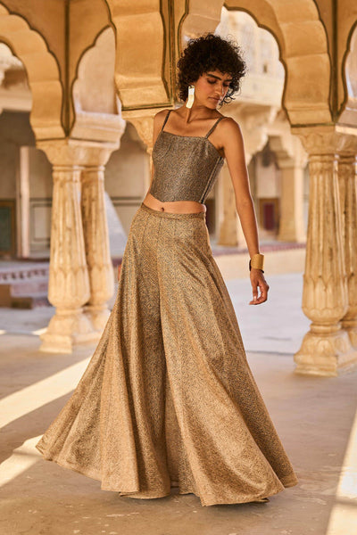 METALLIC CORSET AND PANT SET - dash and dot