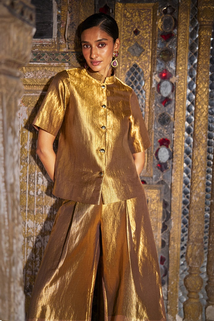 BENARES BROCADE TOP dash and dot