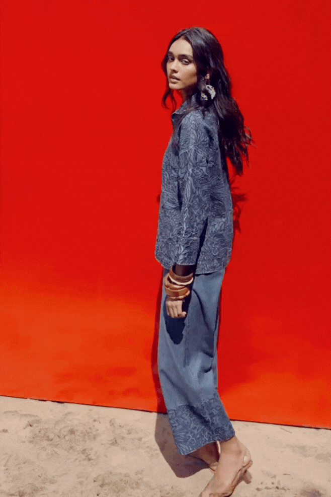 EMBROIDERED CUFF DENIM PANT - dash and dot dash and dot