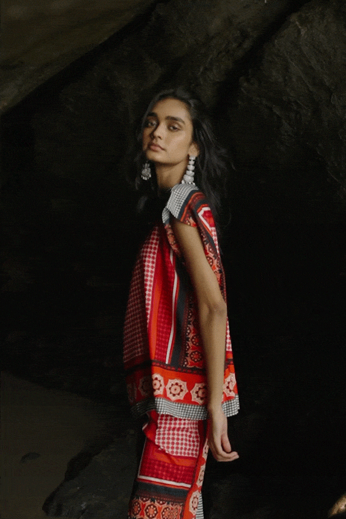 SCARF PRINTED TOP - dash and dot dash and dot