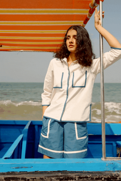 CONTRAST PIPED SHIRT - dash and dot