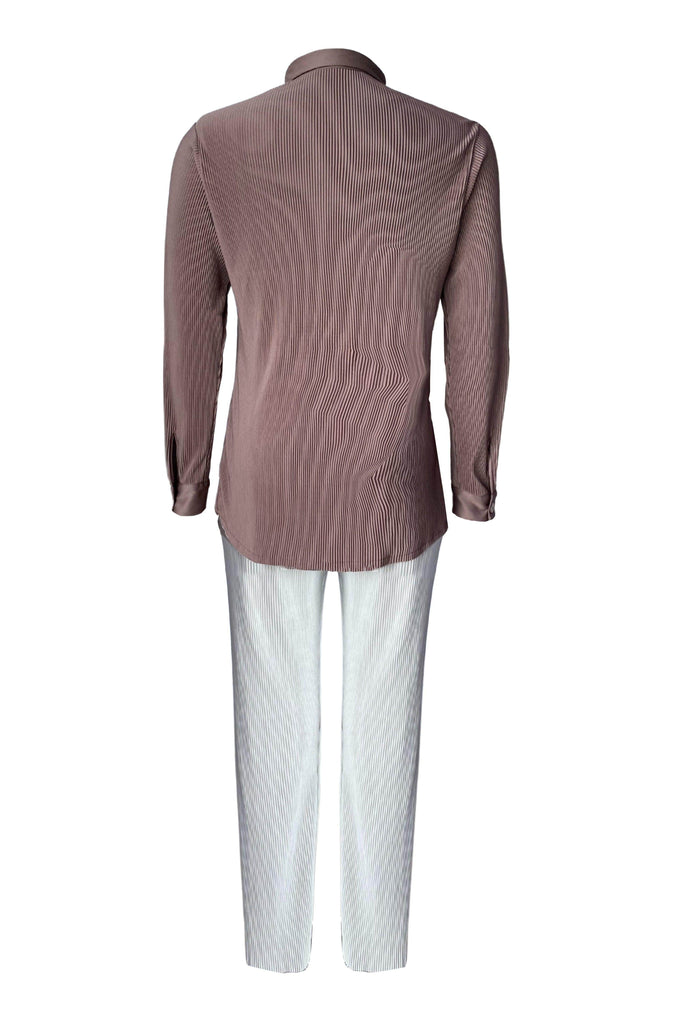 BROWN & BEIGE PLEAT SET - dash and dot dash and dot