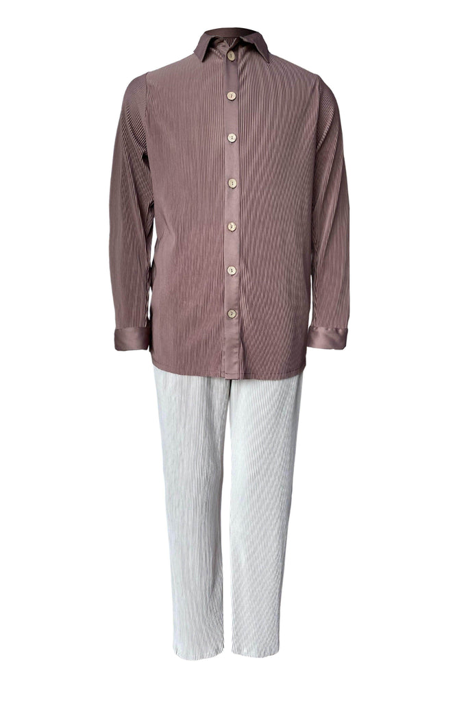 BROWN & BEIGE PLEAT SET - dash and dot dash and dot