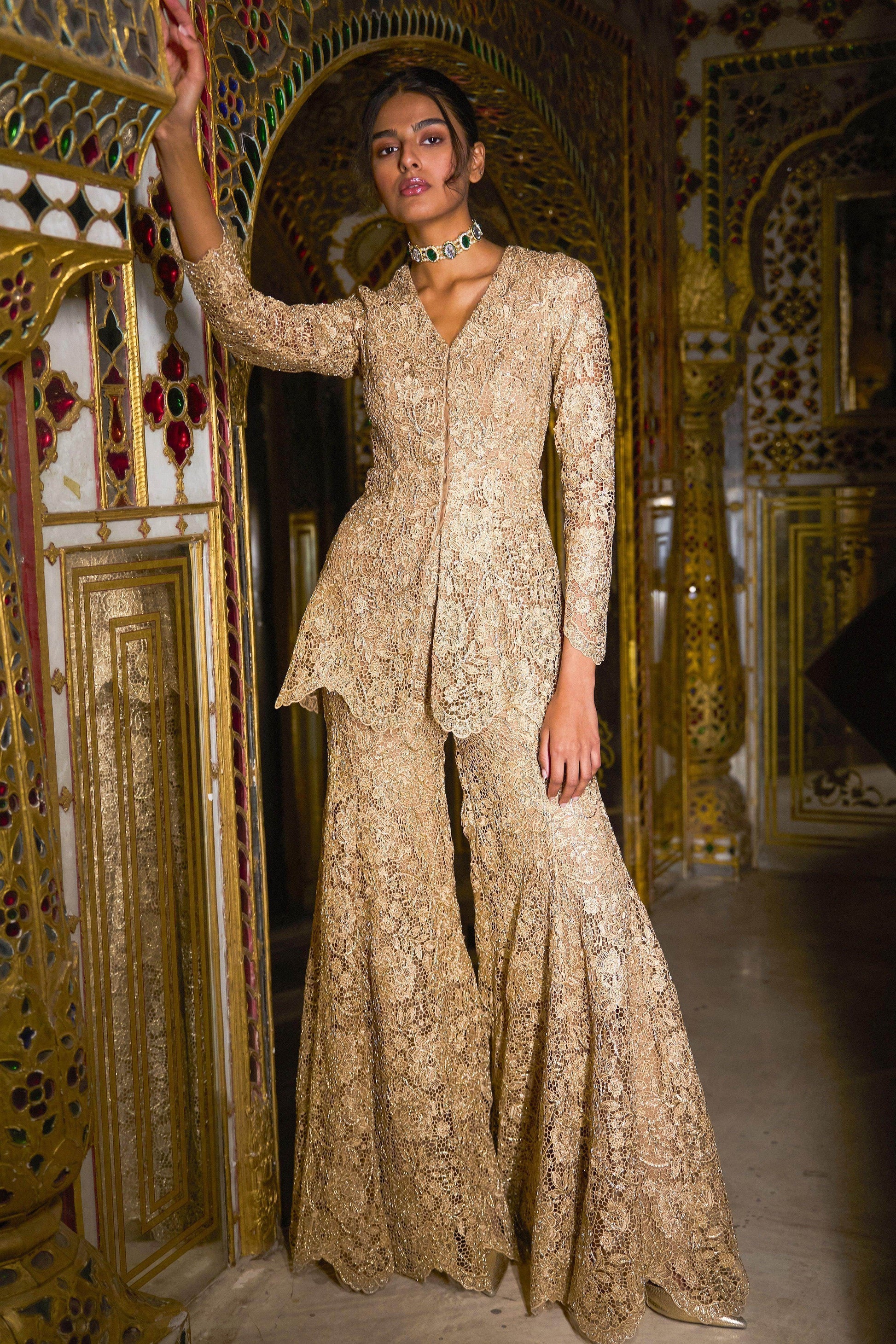 EMBROIDERED LACE PEPLUM SET - dash and dot