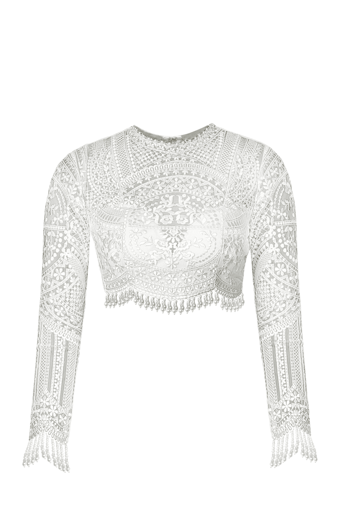 EMBROIDERED PEARL FRINGED TOP - dash and dot dash and dot