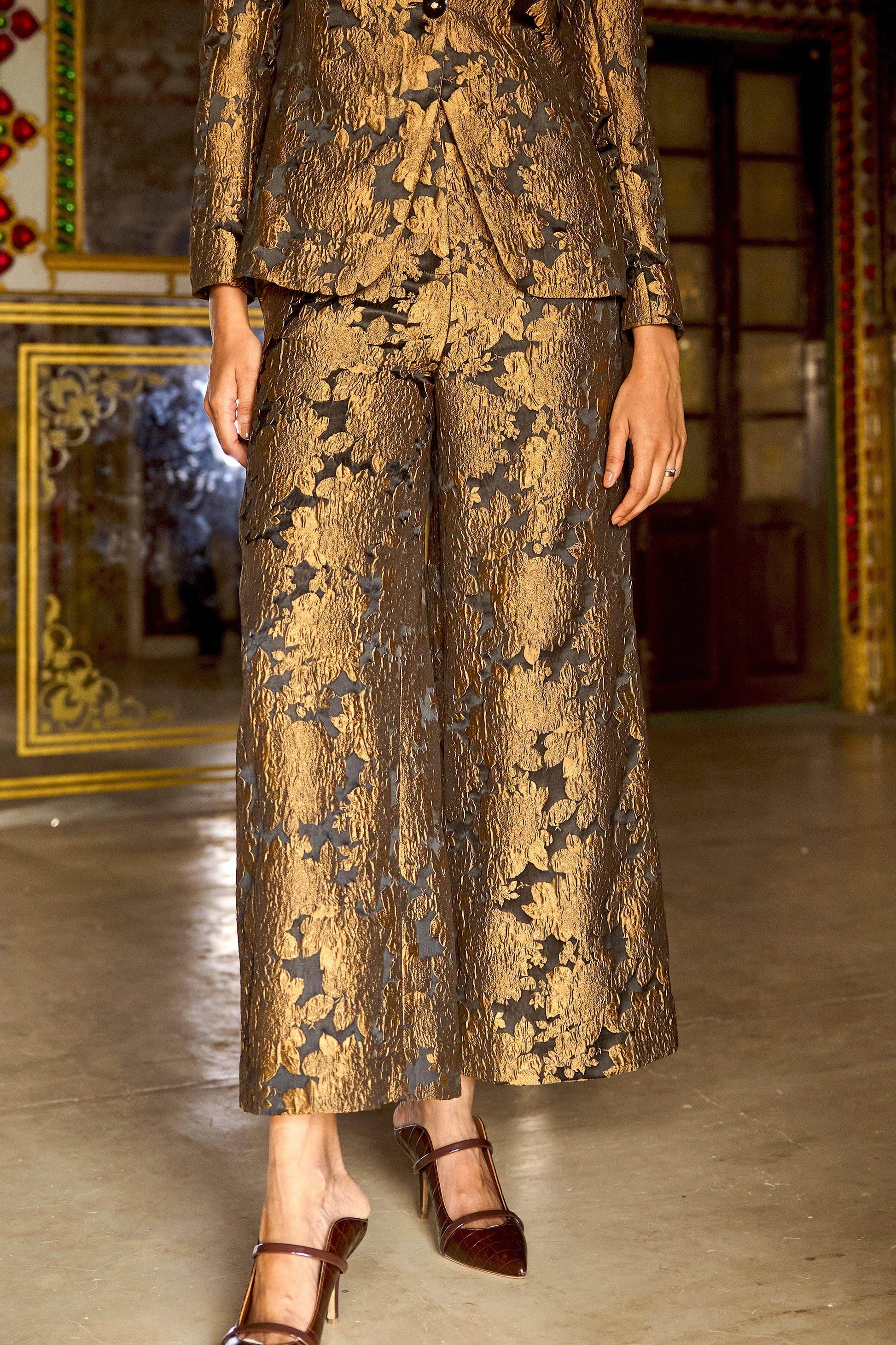 BROCADE WIDE LEGGED PANT - dash and dot