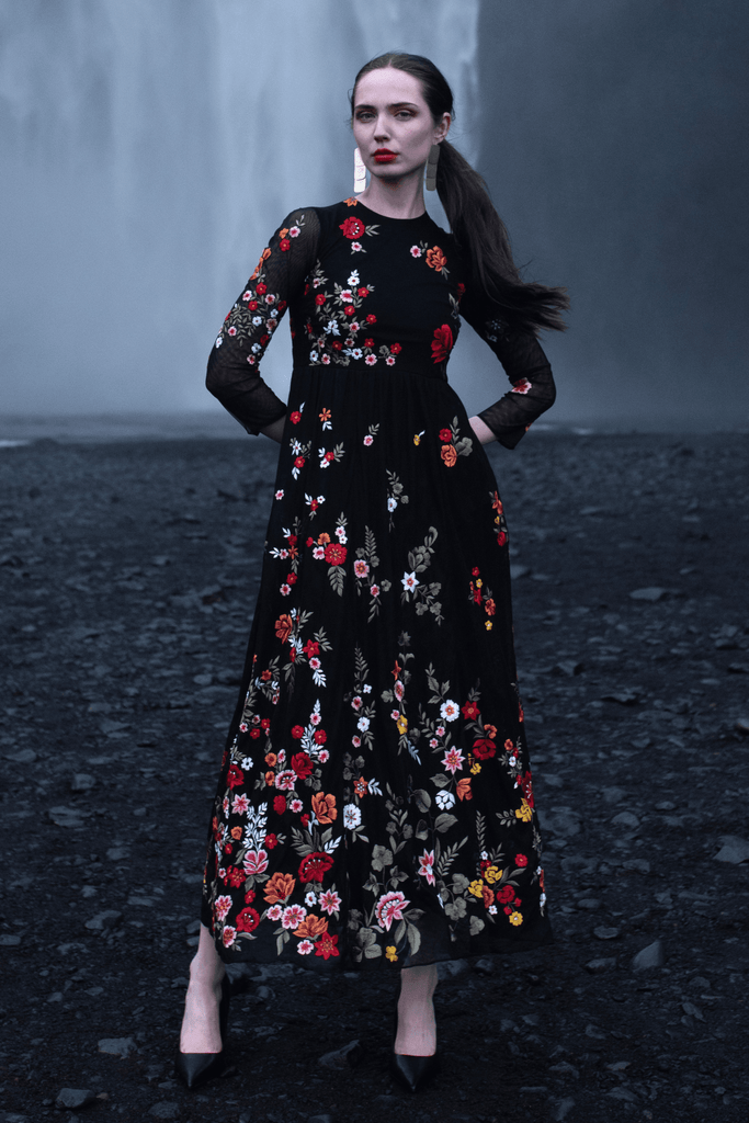 MULTI FLORAL EMBROIDERED GOWN - dash and dot dash and dot