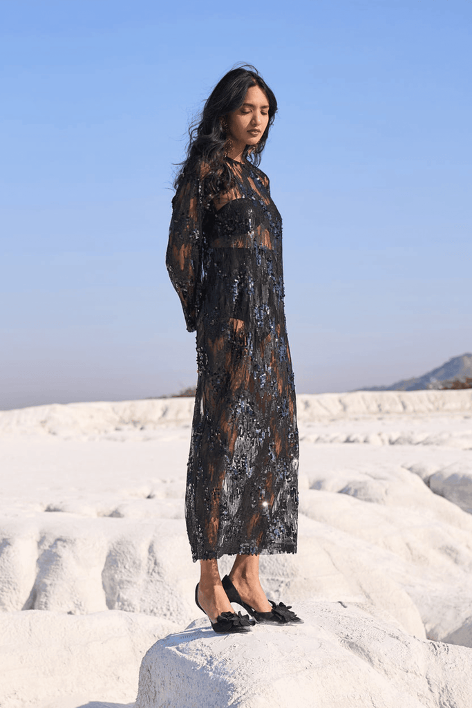 SHEER SEQUIN DRESS - dash and dot dash and dot