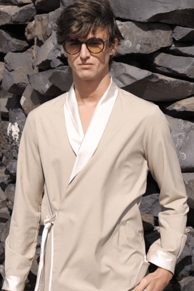 BEIGE SIDE TIE JACKET - dash and dot