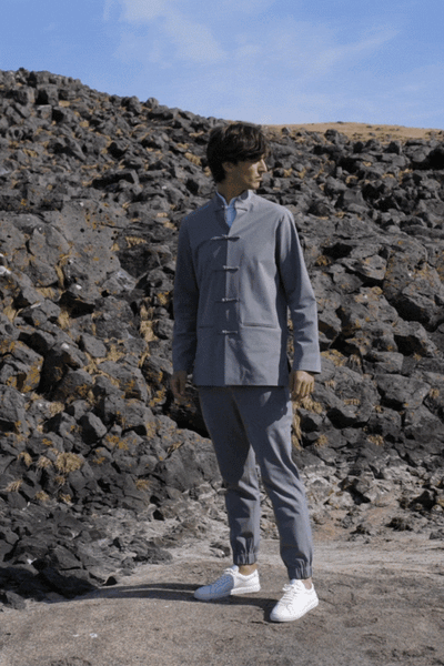 GREY WOVEN JOGGER - dash and dot