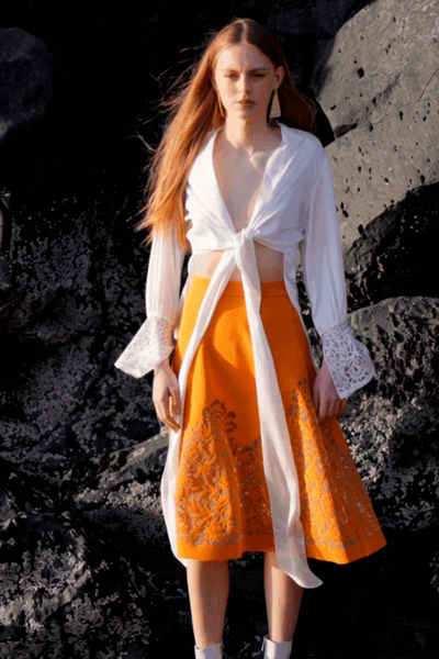 CUTWORK MIDI SKIRT - dash and dot