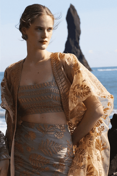 METALLIC BADLA STITCH BLOCKED 3 PIECE SET - dash and dot