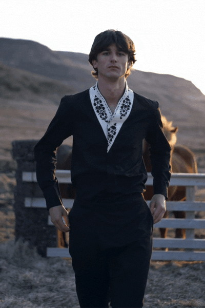 CONTRAST RIB SHAWL COLLAR SHIRT - dash and dot