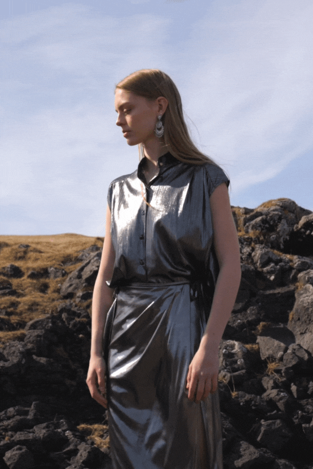 METALLIC WRAP SKIRT - dash and dot dash and dot