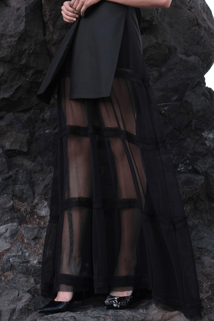 PLEATED TULLE MAXI SKIRT - dash and dot dash and dot