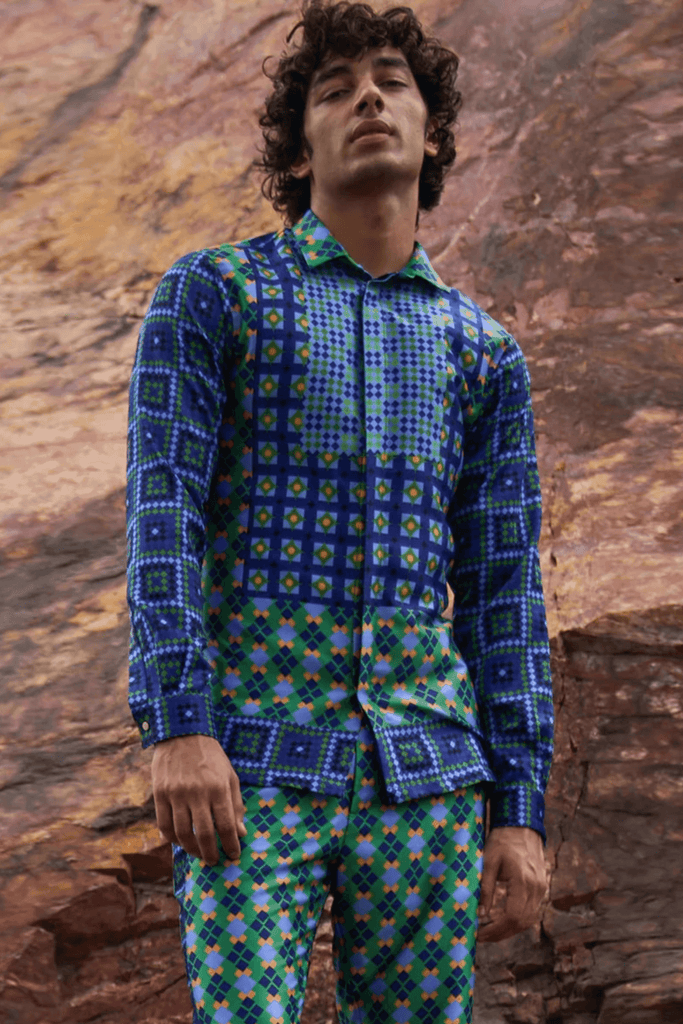 TILE PRINT SHIRT - dash and dot dash and dot