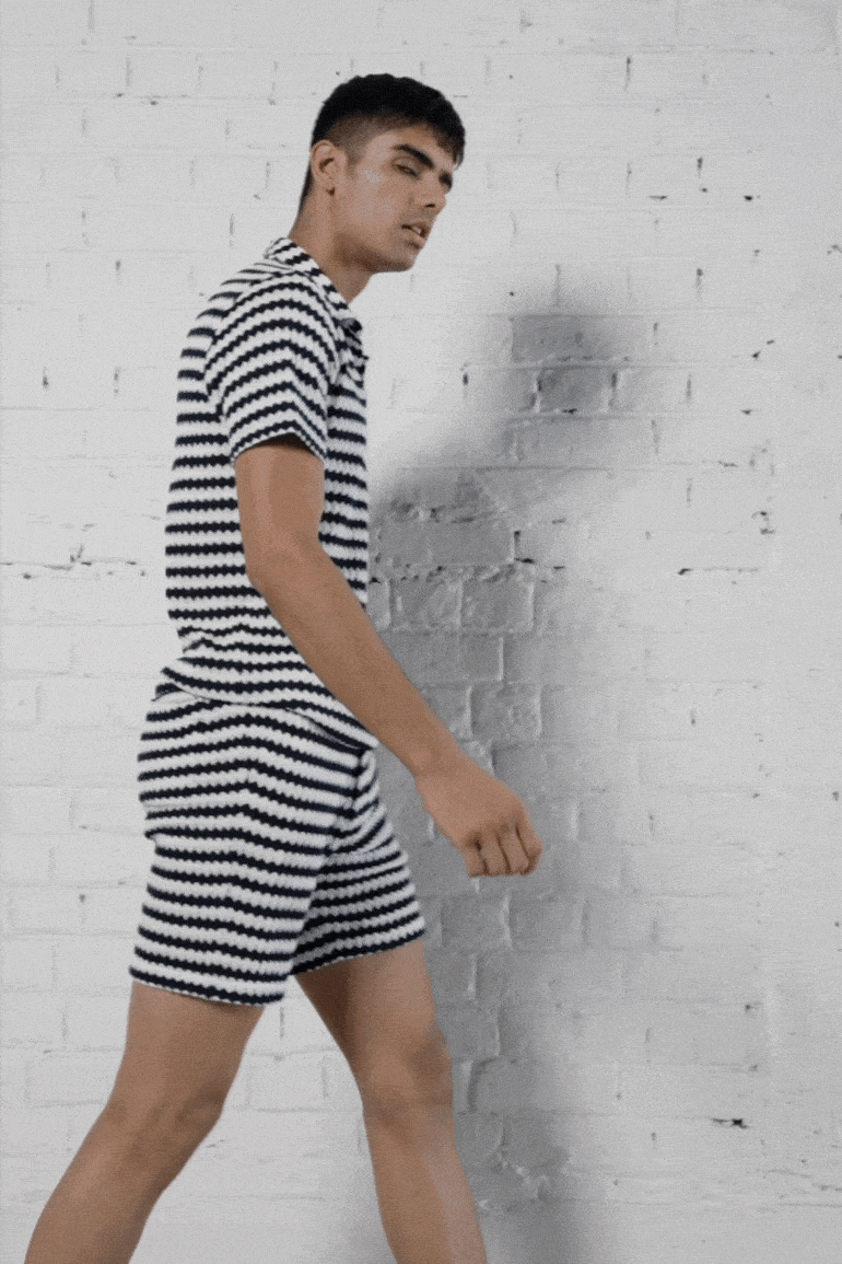 STRIPE KNIT SHORTS SET - dash and dot