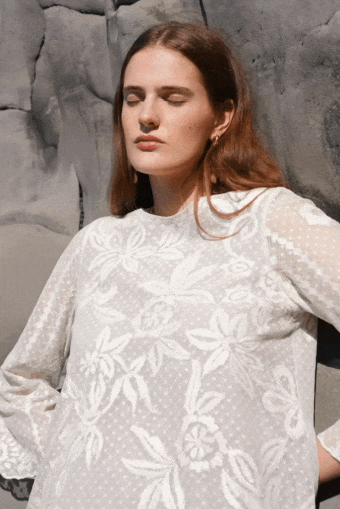 WHITE RIBBON EMBROIDERED TOP - dash and dot dash and dot