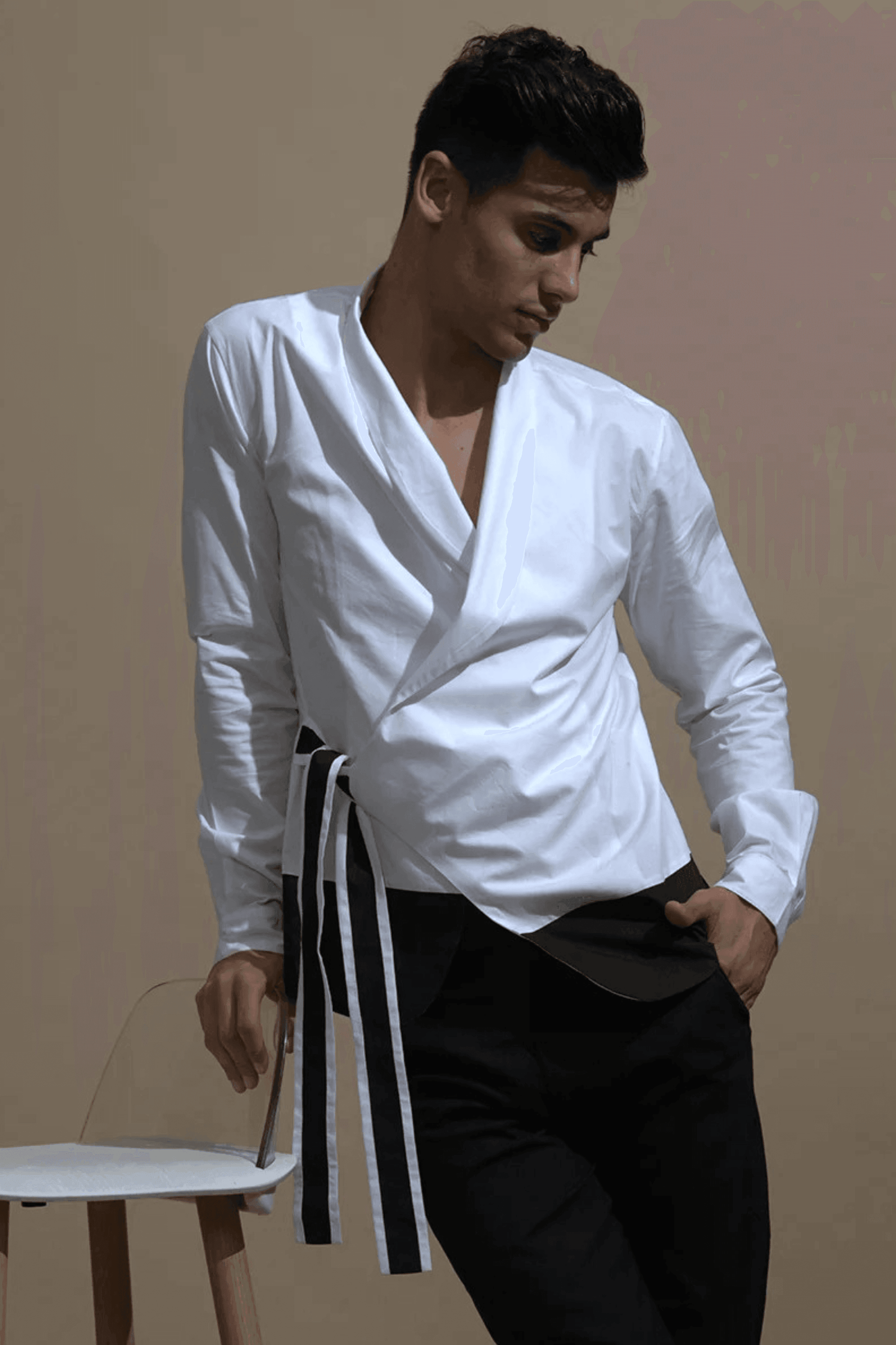 SIDE TIE COLOUR BLOCK SHIRT - dash and dot