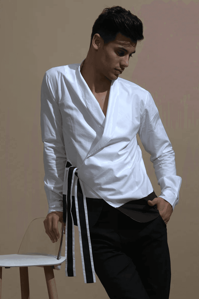 SIDE TIE COLOUR BLOCK SHIRT - dash and dot dash and dot