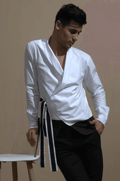 SIDE TIE COLOUR BLOCK SHIRT - dash and dot