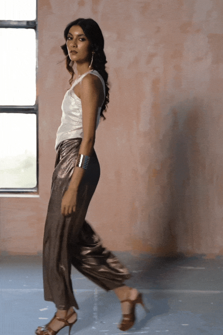 BRONZE PLEAT PANT - dash and dot