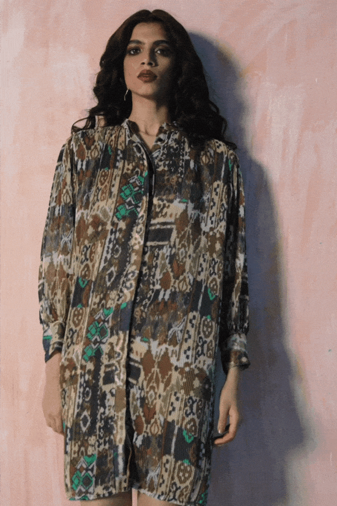 TRIBAL PLEATED MIDI - dash and dot dash and dot