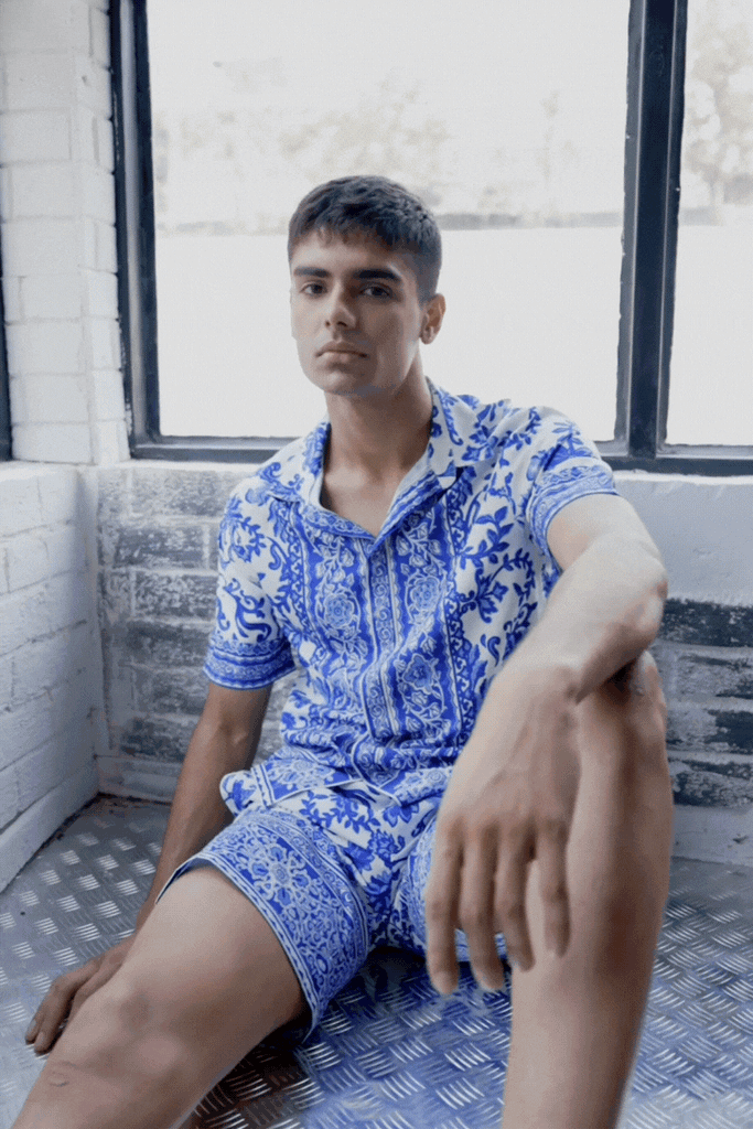 CERAMIC PRINT SHORTS SET - dash and dot dash and dot