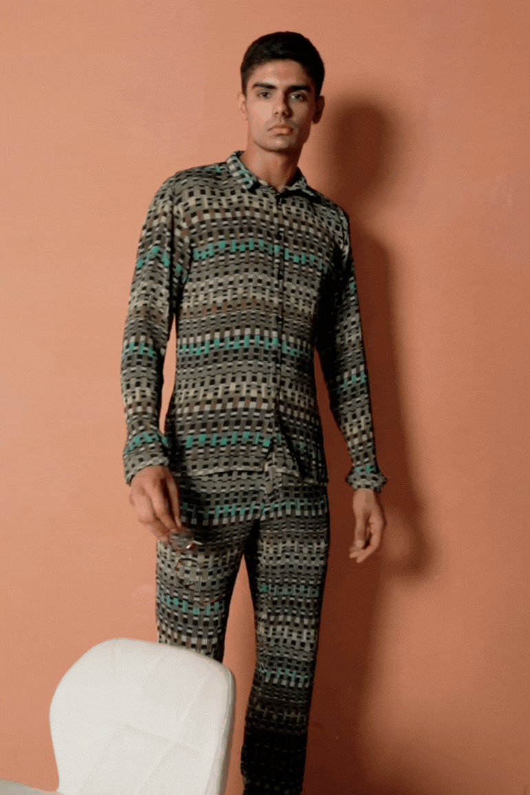 GEO PLEAT PANT SET - dash and dot