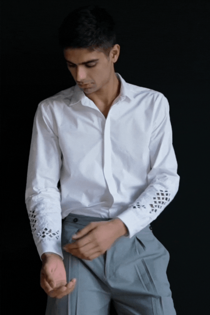 EMBROIDERED CUFF SHIRT - dash and dot dash and dot