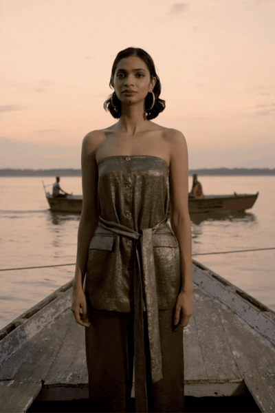 LAMÉ STRAIGHT PANT - dash and dot