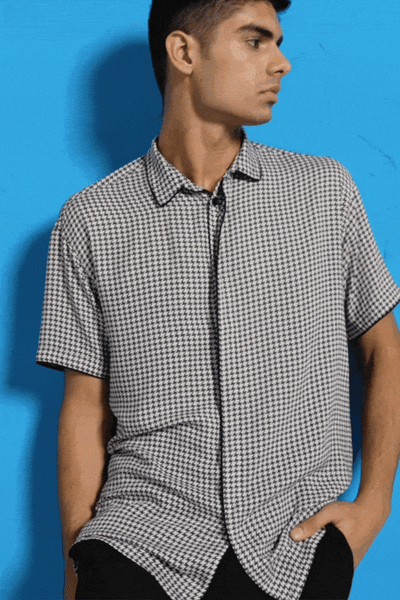 HOUNDSTOOTH HALF SLEEVE SHIRT - dash and dot