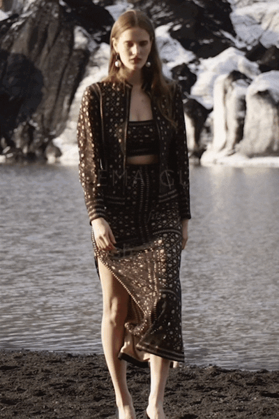 CANING CUTWORK BANDEAU AND SKIRT SET - dash and dot