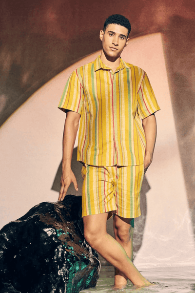 MULTI STRIPE LINEN SHORTS SET - dash and dot