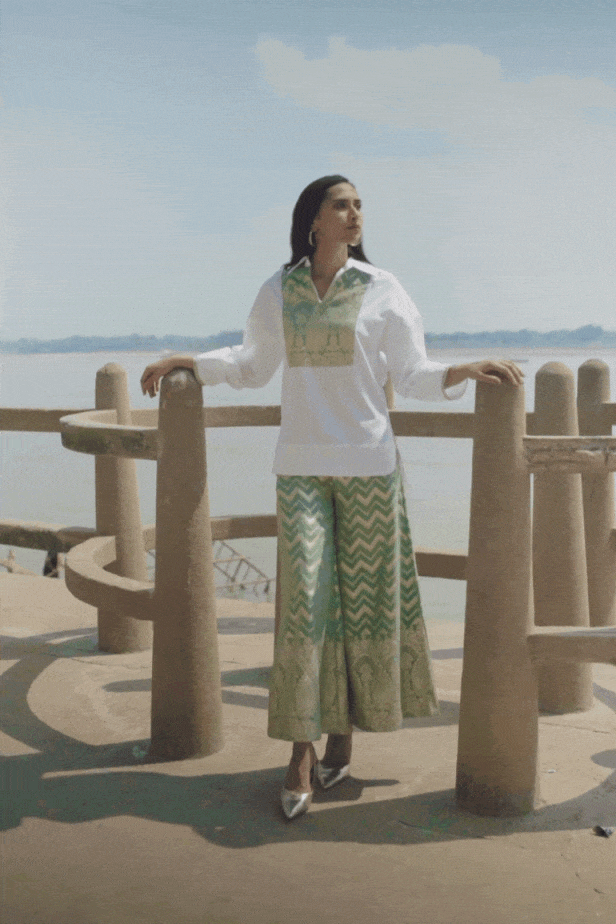 CHANDERI BROCADE PANT - dash and dot dash and dot