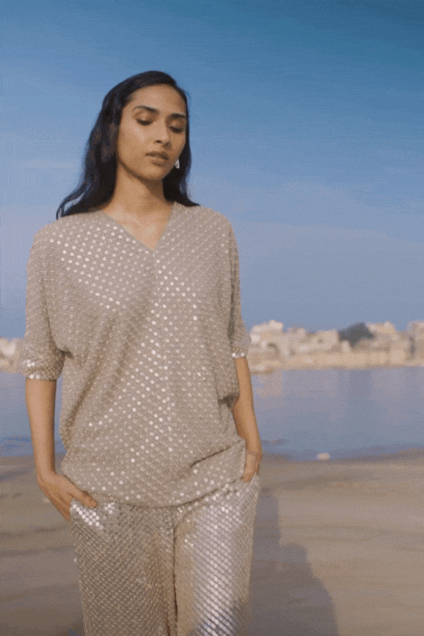 MIRROR SEQUIN PANT SET - dash and dot dash and dot