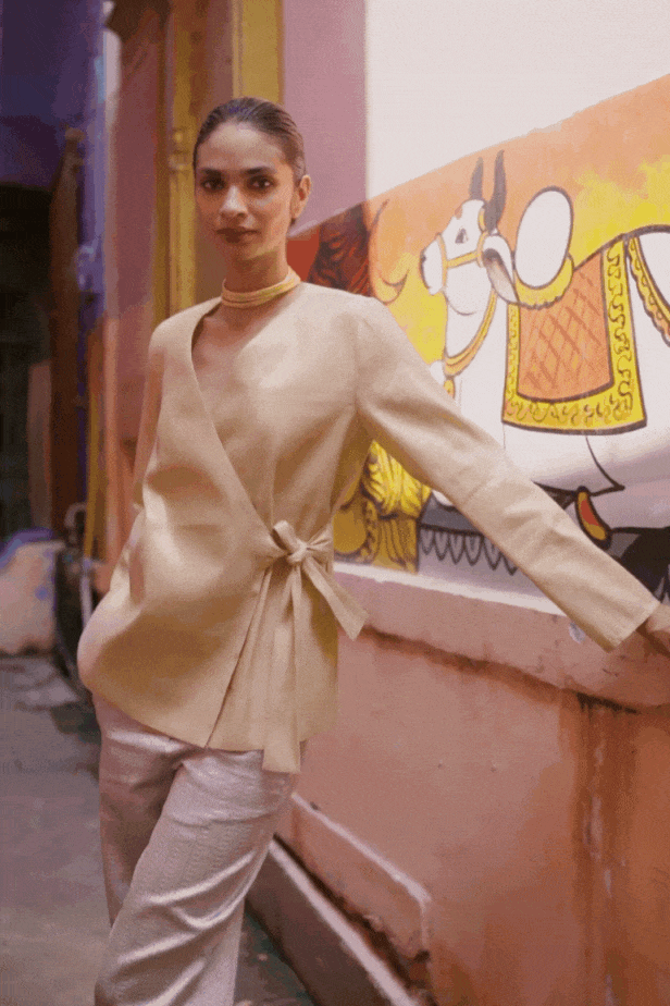 SHIMMER WRAP TOP - dash and dot dash and dot