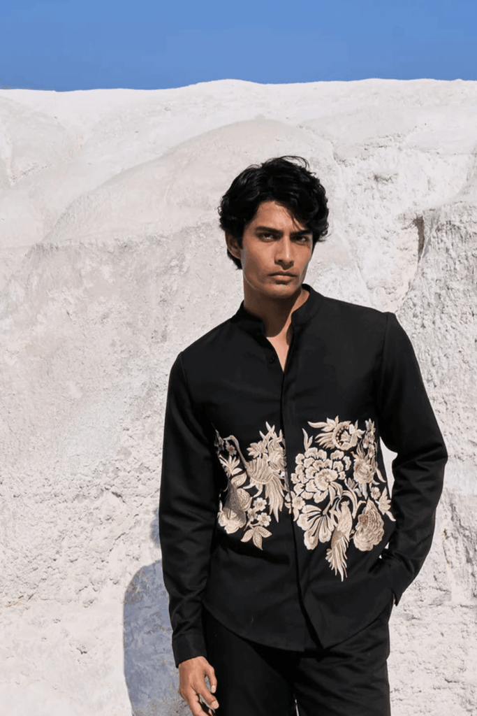 PLACEMENT EMBROIDERED FULL SLEEVE SHIRT - dash and dot dash and dot