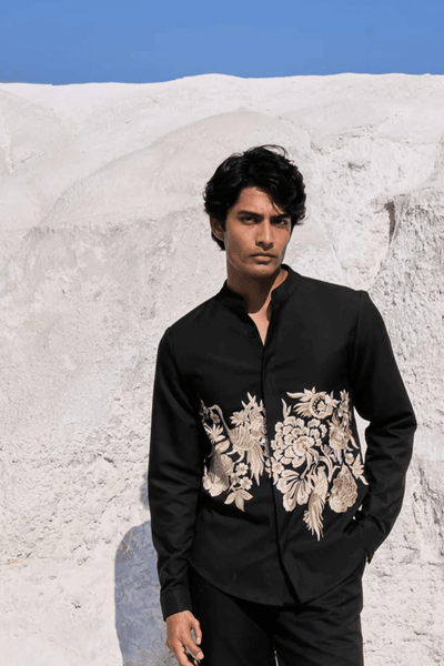 PLACEMENT EMBROIDERED FULL SLEEVE SHIRT - dash and dot