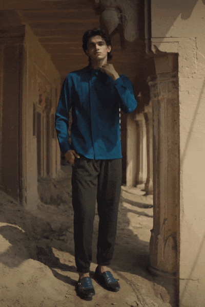 TEAL COWL COLLAR SHIRT - dash and dot