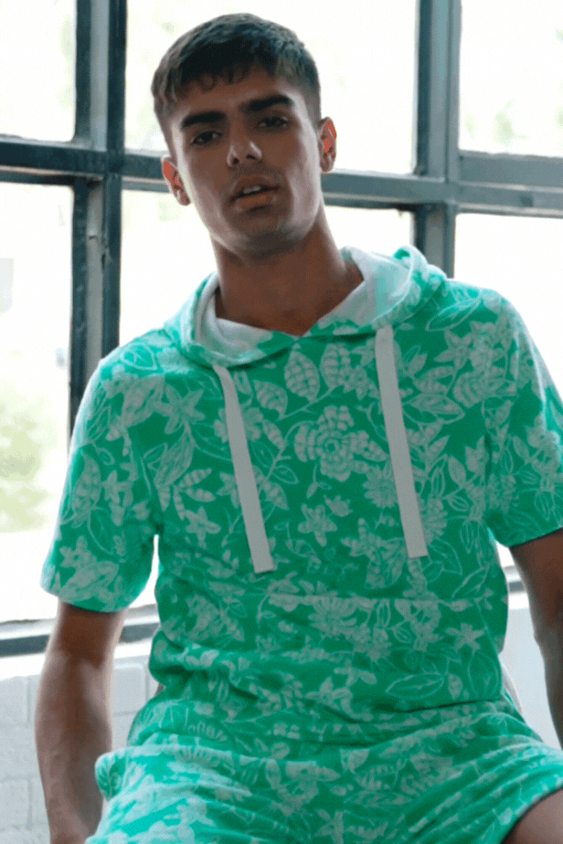 TOWEL HALF SLEEVE HOODIE SET - dash and dot dash and dot