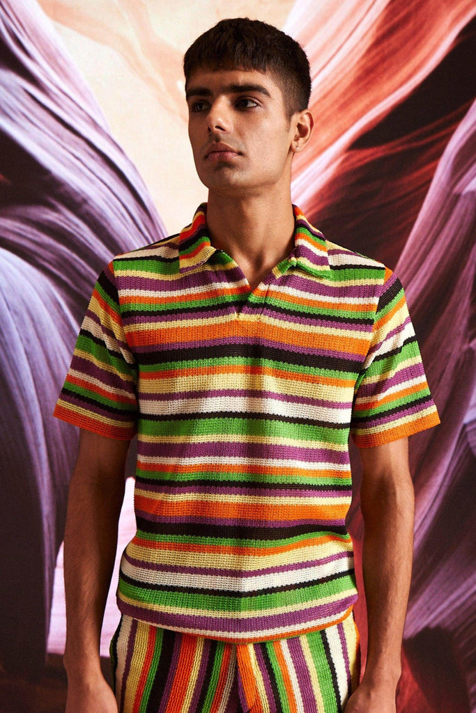 WARP STRIPE POLO - dash and dot dash and dot