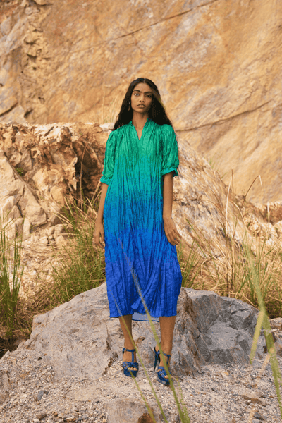 CRUSHED OMBRE SHIRT DRESS - dash and dot