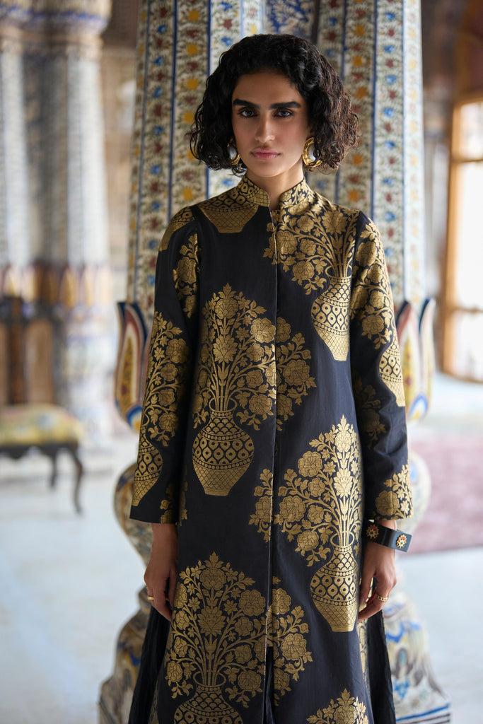 BENARES SILK BROCADE JACKET dash and dot